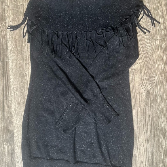 White House Black Market Black Metallic Sweater Dress - Picture 2 of 10